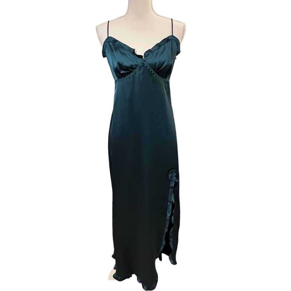 Max Studio Y2K Babydoll Satin Slip Dress Sz S Ruffle Trim 90's NWT
